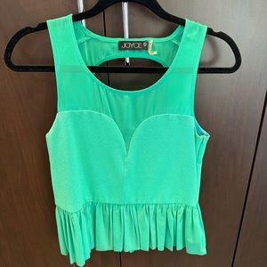 Open back sweetheart green top